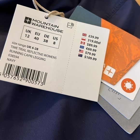 NWT Mountain Warehouse Time Trial Reflective Capri Legging Navy 8 - Picture 12 of 12